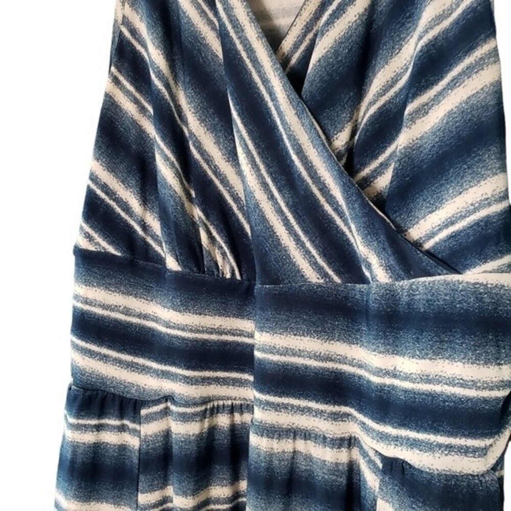 French Laundry Ombre Shades of Blue Razor Back Handkerchief Hem Size XL